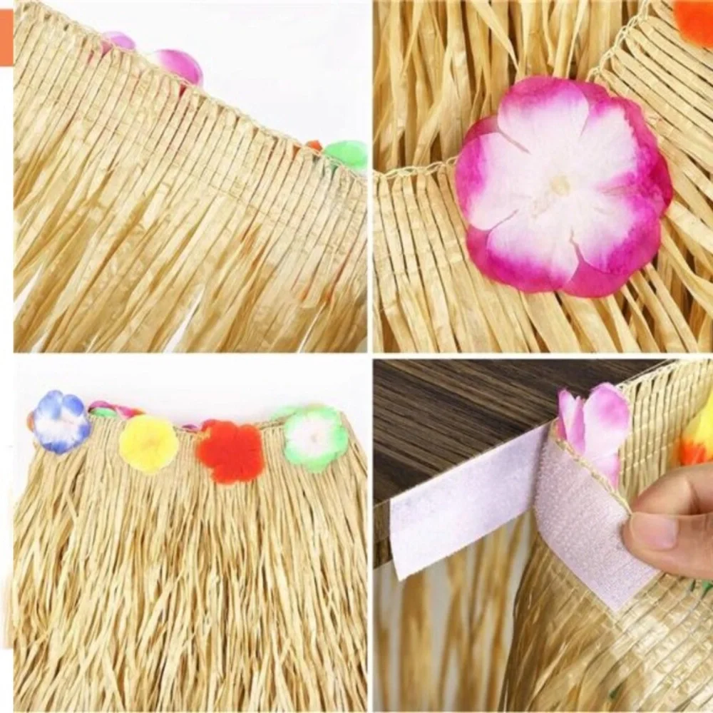 Table Skirt Natural 9 Feet x 29.5Inch Hawaiian Table Skirt for Tropical Hawaiian
